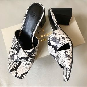 Marc Fisher leather slide sandals block heel